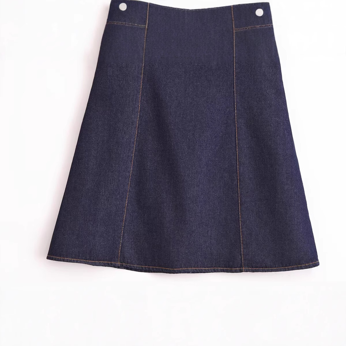 Ruffled Washed Denim Mini Skirt