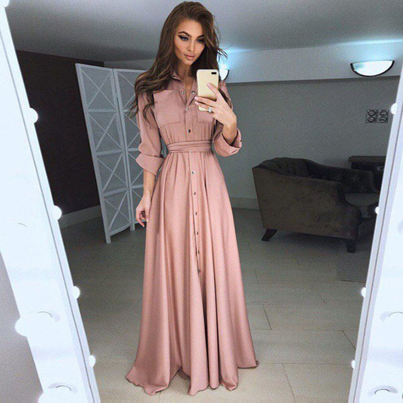 Chiffon V-Neck Flared Maxi Dress