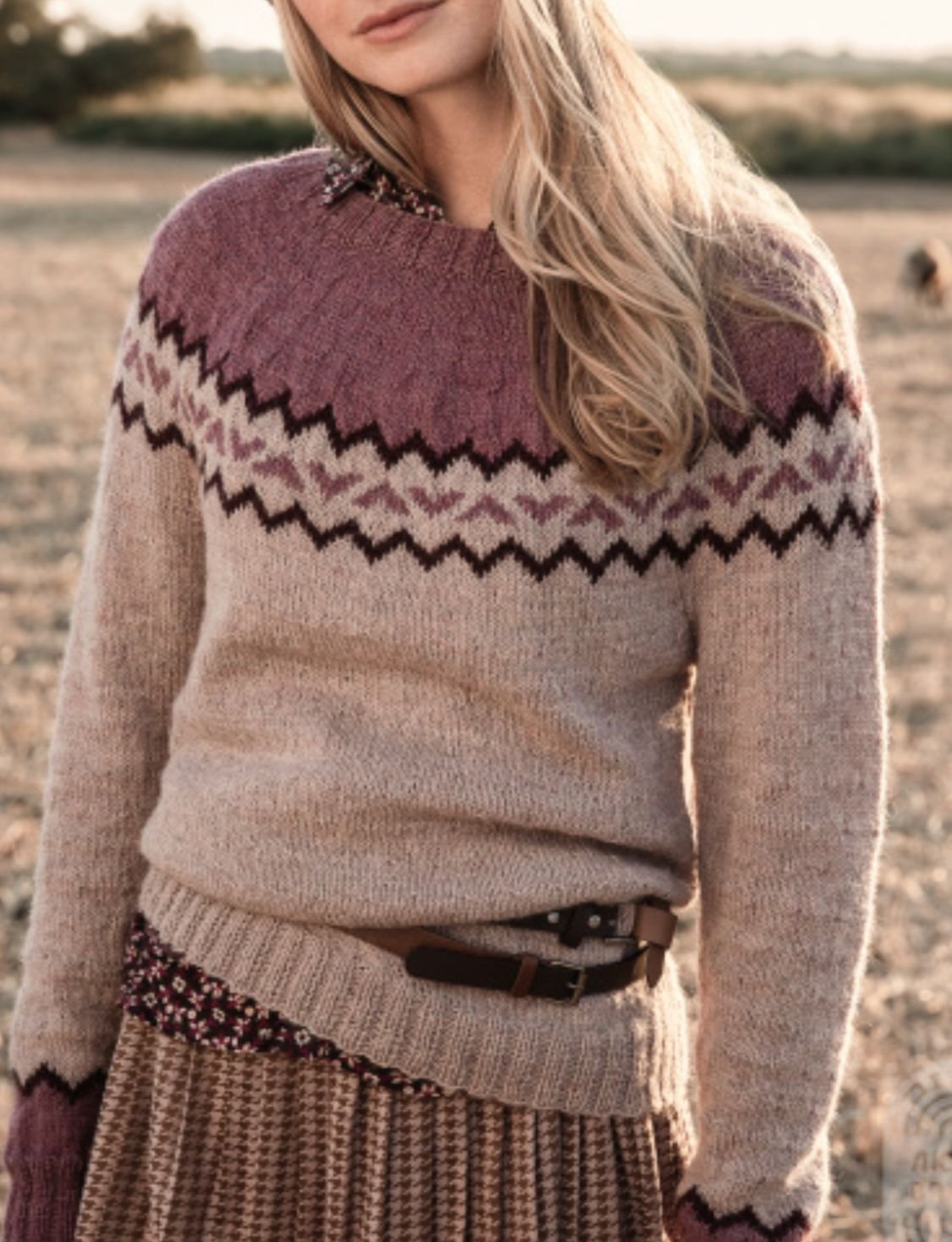Women's Color-Block Crewneck Pullover Knit Sweater