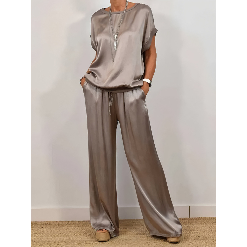 Women's Casual Loose T-Shirt & Wide-Leg Pants Set