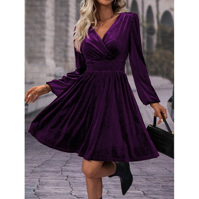 Women's High Neck Long Sleeve Tie-Dye Dress