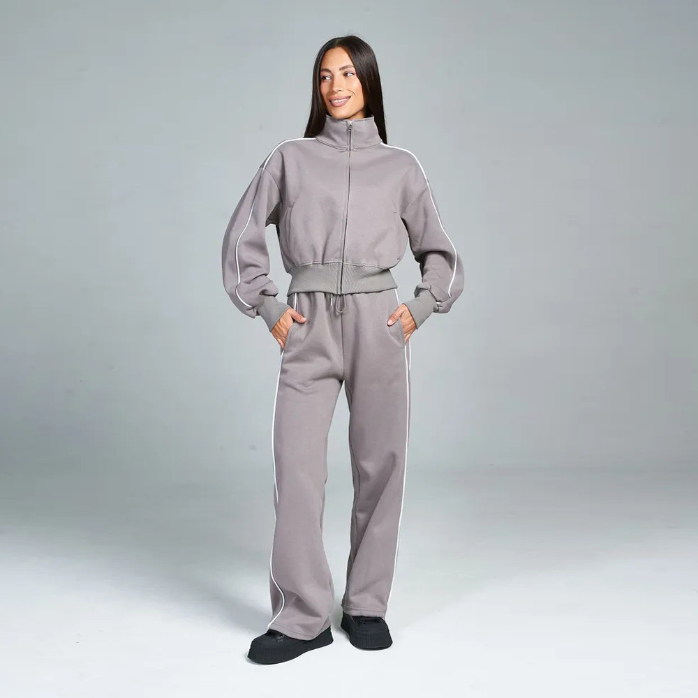 Women's Striped Hoodie and Pants Lounge Set, Loose Fit