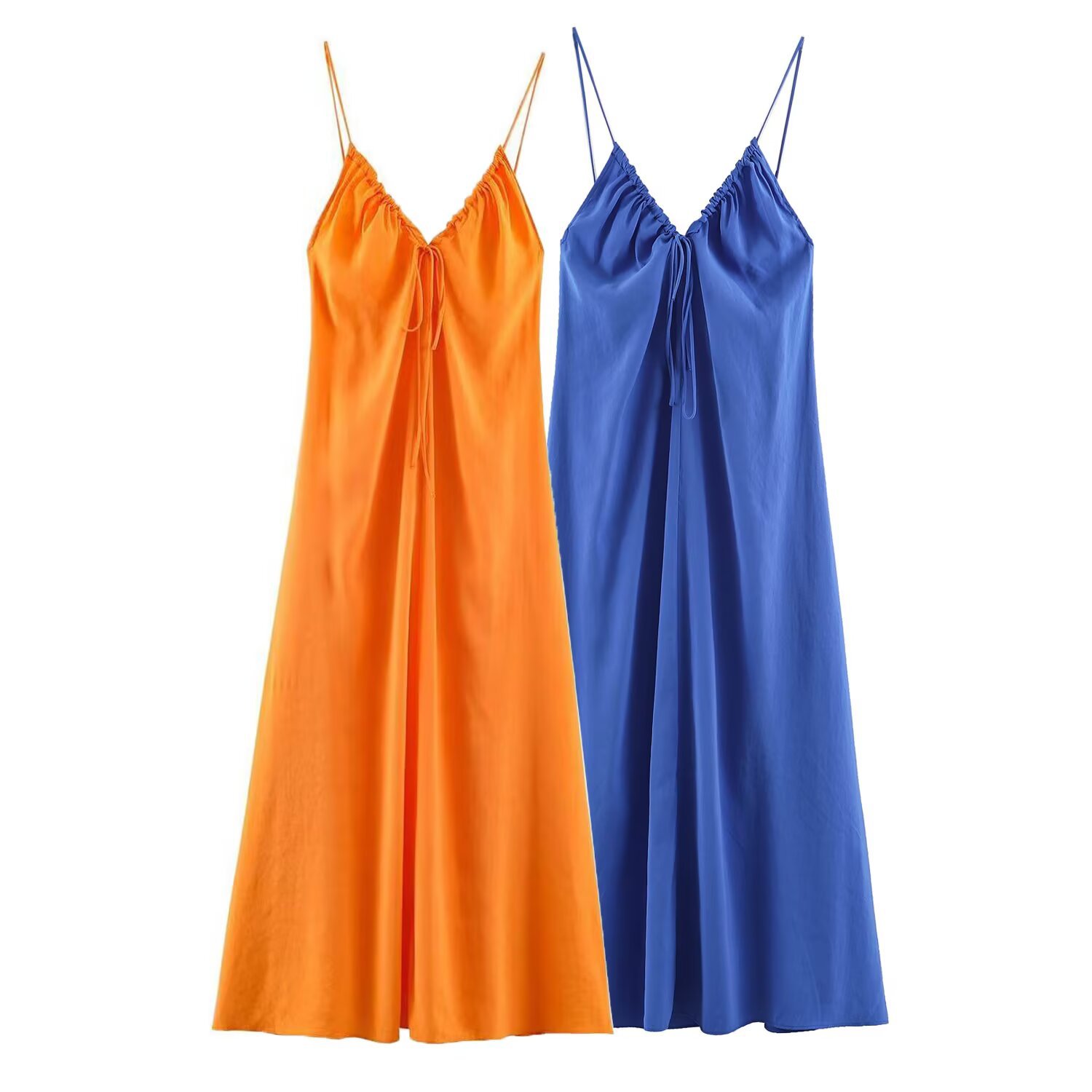 Women's Solid Color V-Neck Sleeveless A-Line Midi Dress