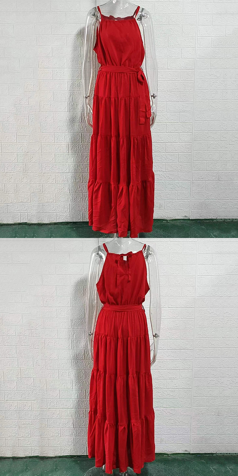 Women's Halter Neck Sleeveless High Waist Maxi Dress with Flowy Skirt