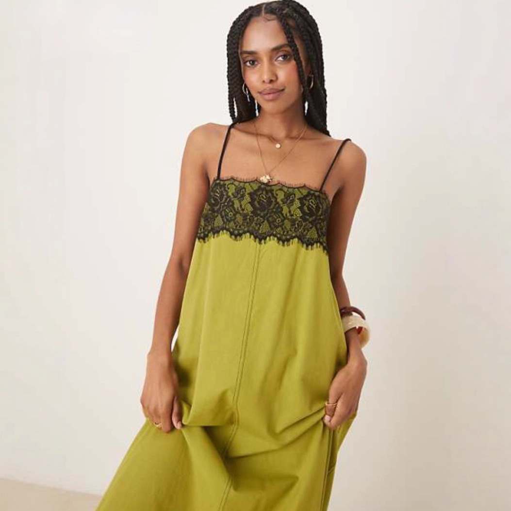 Elegant Lace Trim Sleeveless Cami Dress