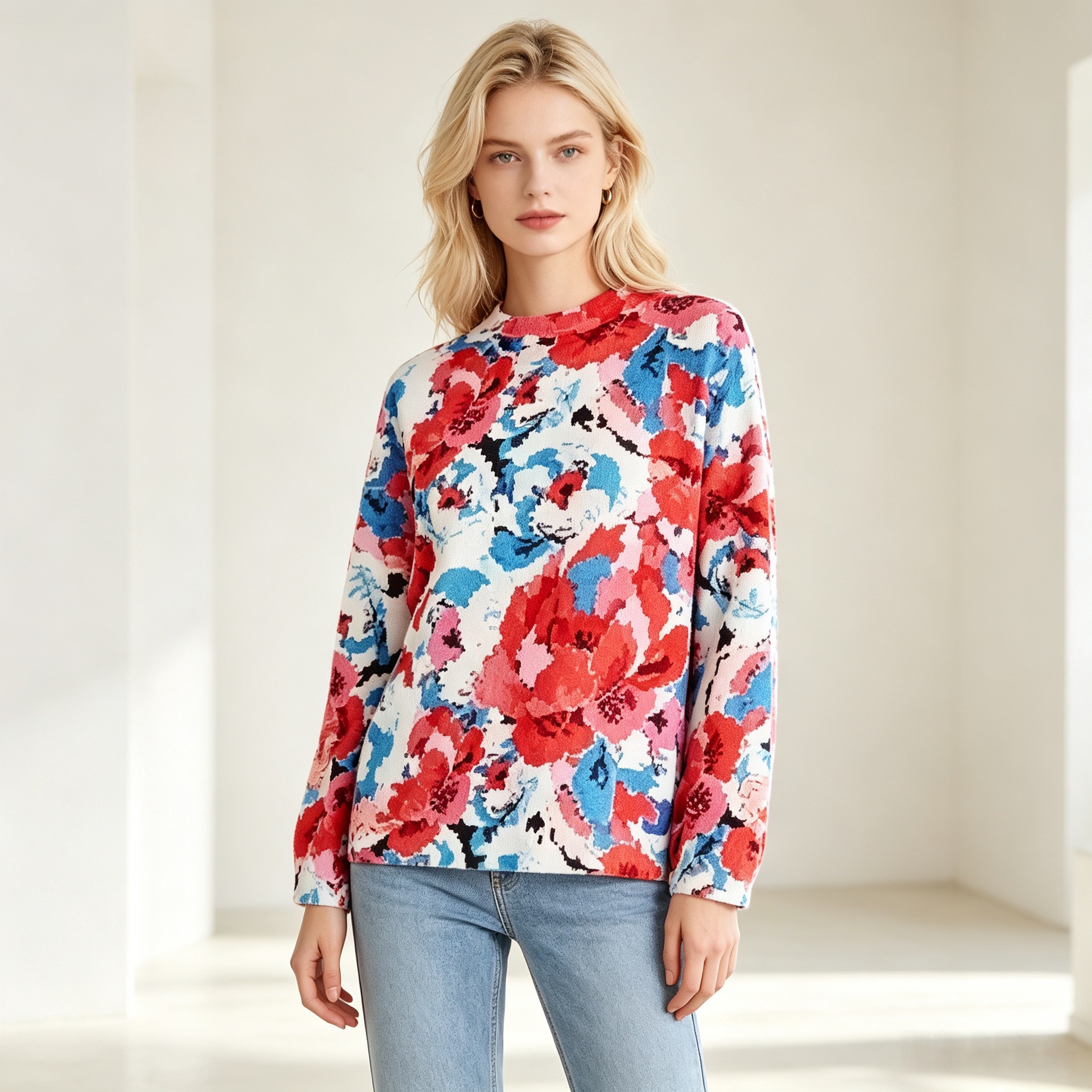 Women's Christmas 3D Print Crewneck Sweater