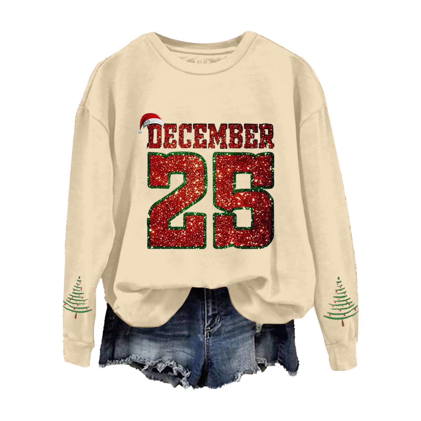Women's Christmas December Print Crewneck Sweatshirt