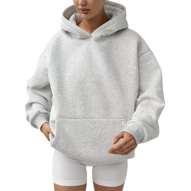 Women's Long-Sleeve Hooded Pullover Sweatshirt Loose Casual Top