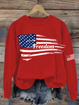Women's American-Style Freedom Graphic Crewneck Sweatshirt
