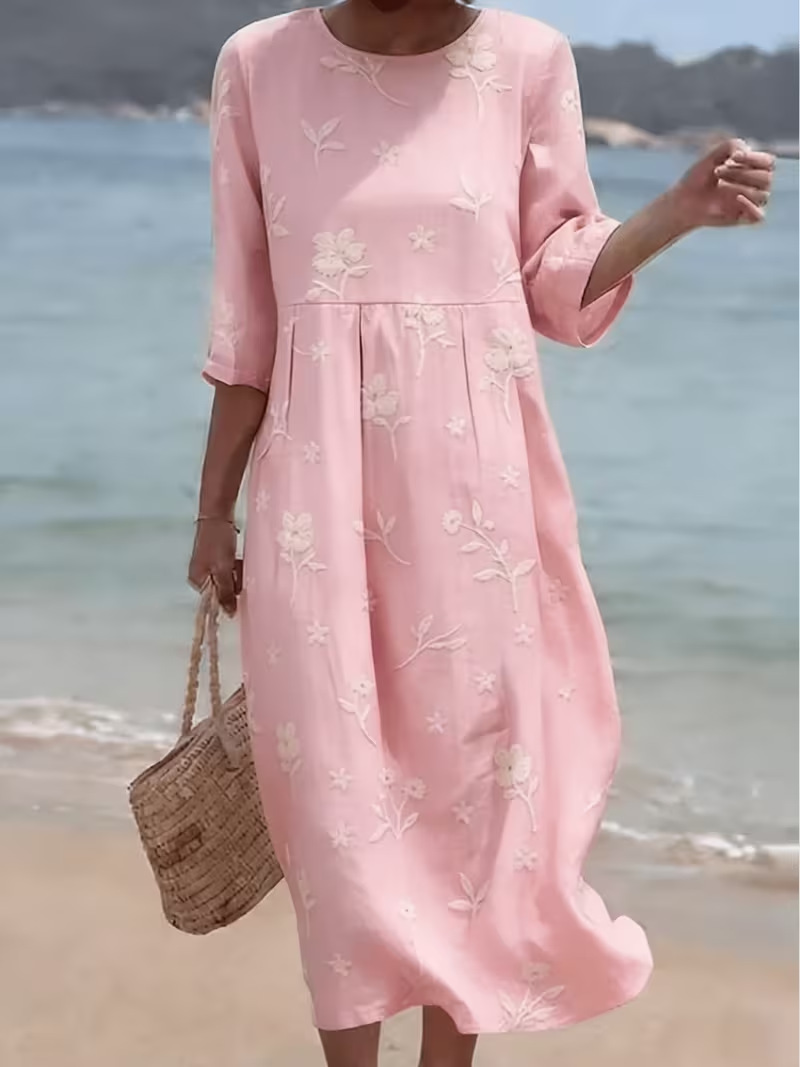 Women's Floral Print Ruched Midi Dress