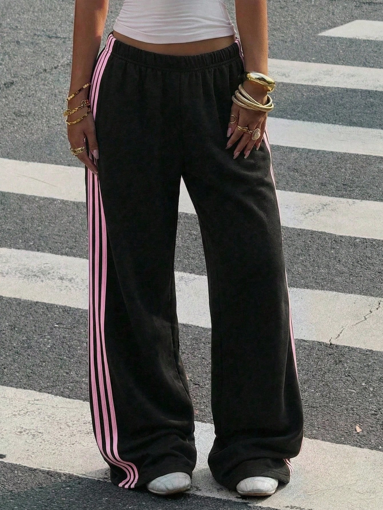 Y2K Retro High-Waist Elastic Waist Drapey Casual Pants