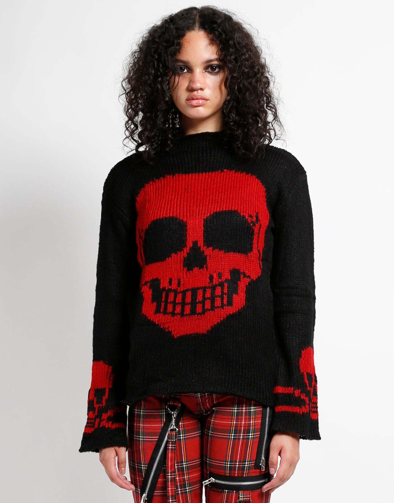 Women's Skull Graphic Long Sleeve Knit Sweater