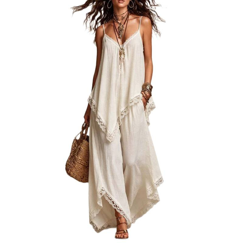 Bohemian Sleeveless Wide-Leg Pants Set