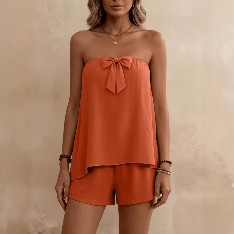 Women's Ruffle Trim Cami and Shorts Two-Piece Set Casual Minimalist