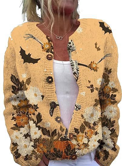 Women's Winter Graphic Print Faux Sweater Cardigan with Button Front