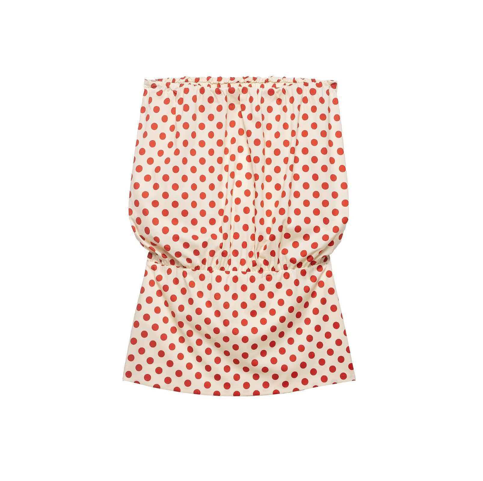 Red Polka Dot Strapless Bodycon Mini Dress