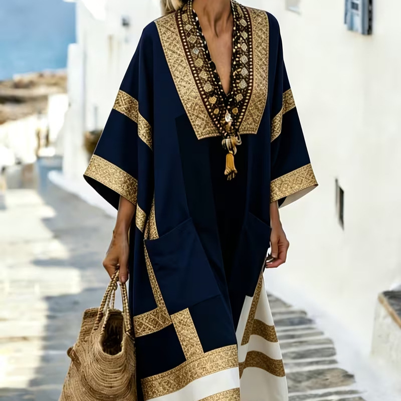 Women's Boho A-Line Midi Dress with 3D Print