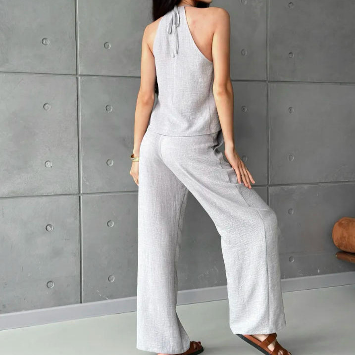 Women's Summer Sleeveless Halter Vest and Pants Two-Piece Set