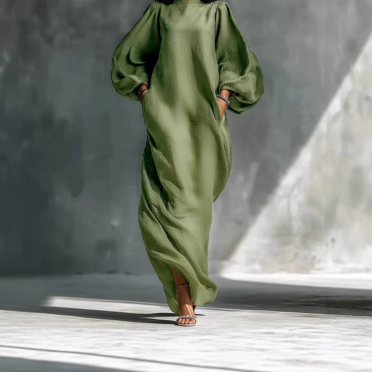 Women's Long Sleeve Off-Shoulder A-Line Midi Dress