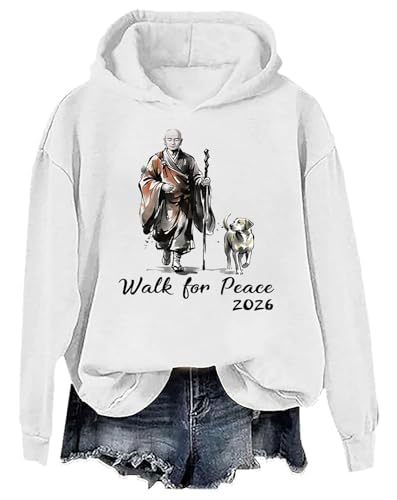 Women's Peace & Light Monk Print Casual Hoodie