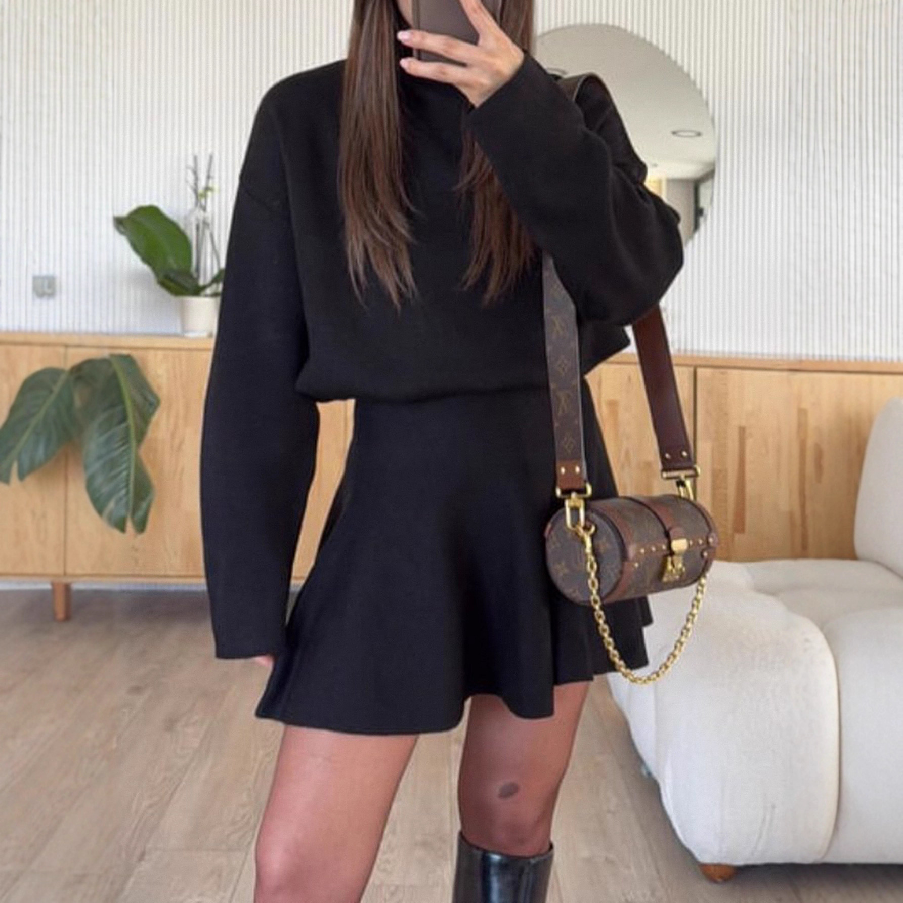 Women's Casual Sweater and Mini Skirt Two-Piece Set Long Sleeve
