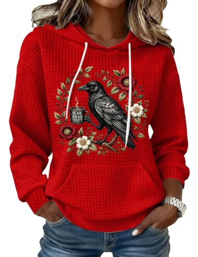 Women's Floral Raven Print Casual Hoodie