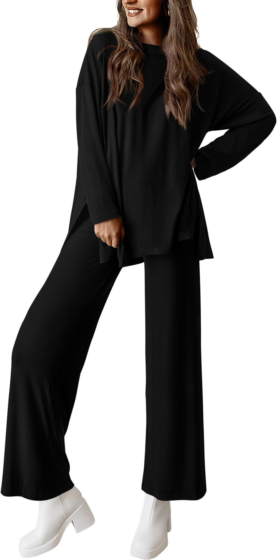 Women's Solid Color Pajama Set Loose Relaxed Loungewear