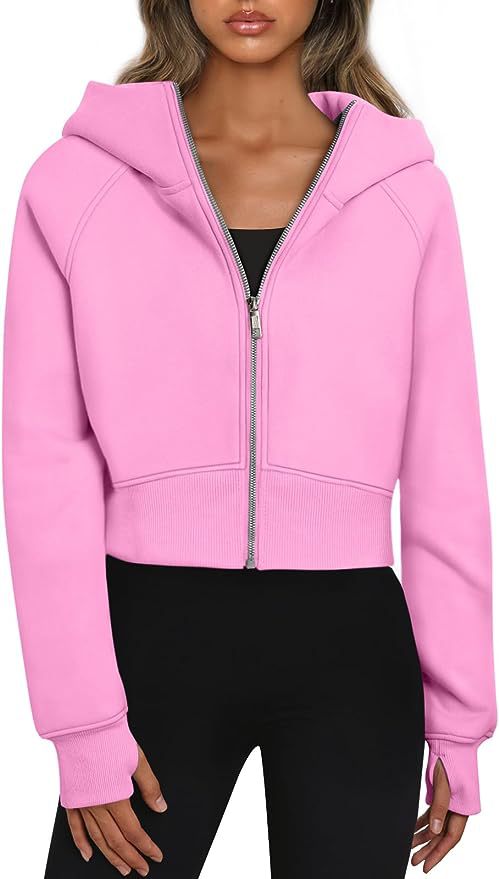 Fleece-Lined Hooded Zip-Up Sweatshirt Jacket