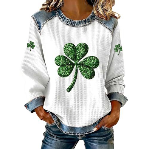 Women's Clover Tree Plant Print Crewneck Sweatshirt