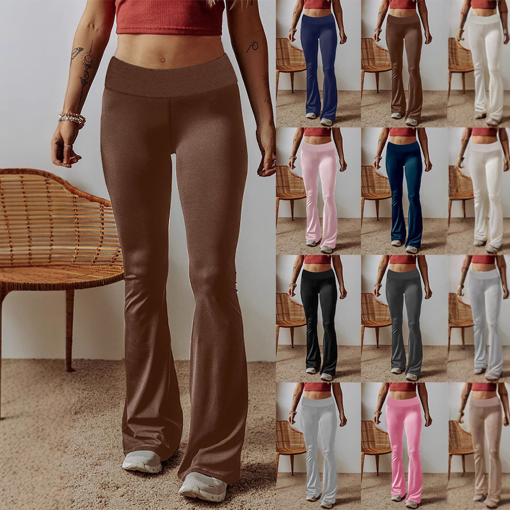Solid Color High-Waist Skinny Pants