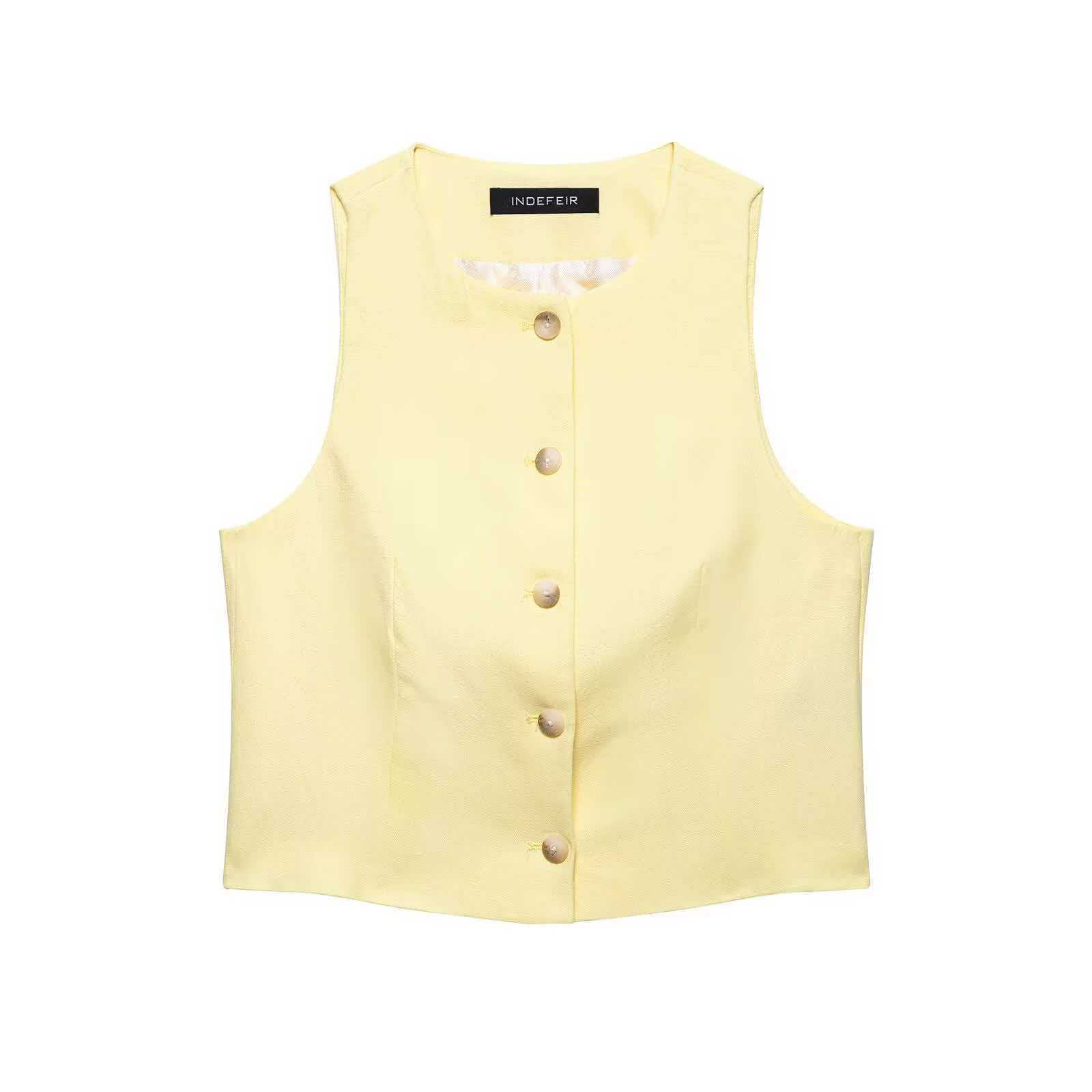 Women's Sleeveless Round Neck Vest and Shorts Two-Piece Set
