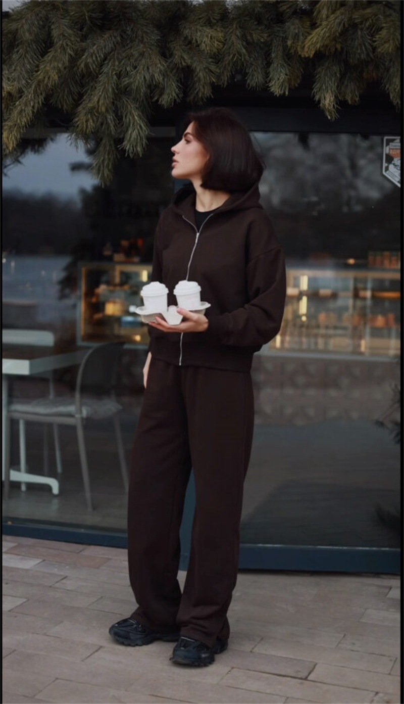 Women's Zip-Up Hooded Track Jacket and Drawstring Pants Set