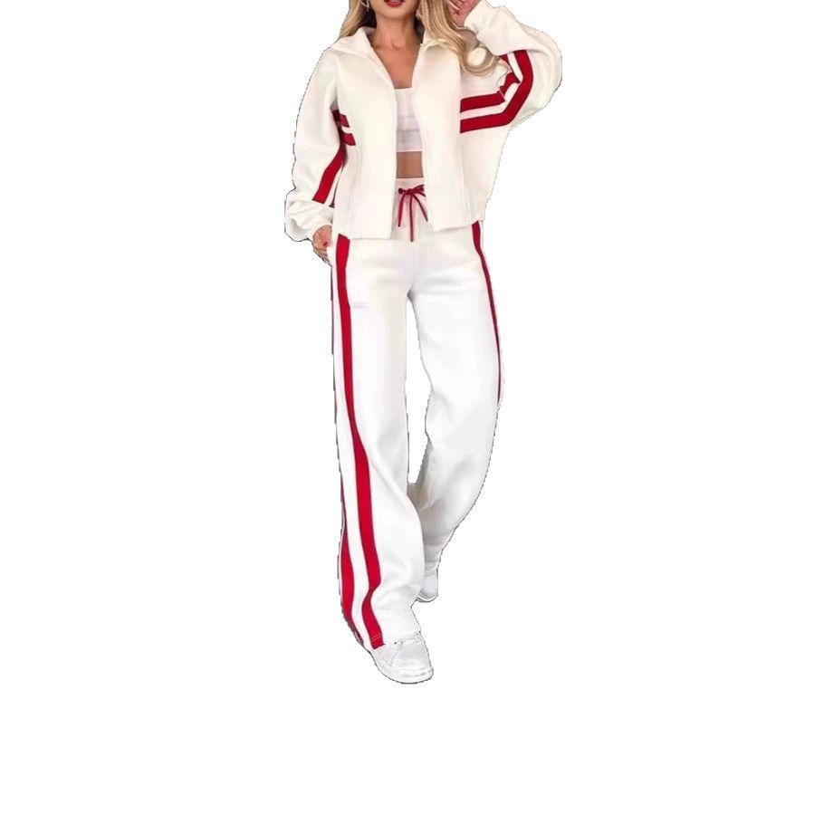Women's Colorblock Two-Piece Tracksuit Set Zip-Up Cardigan & Pants