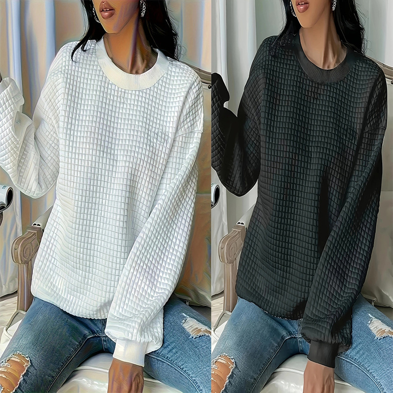 Women's Crewneck Solid Color Long Sleeve Sweatshirt Thick
