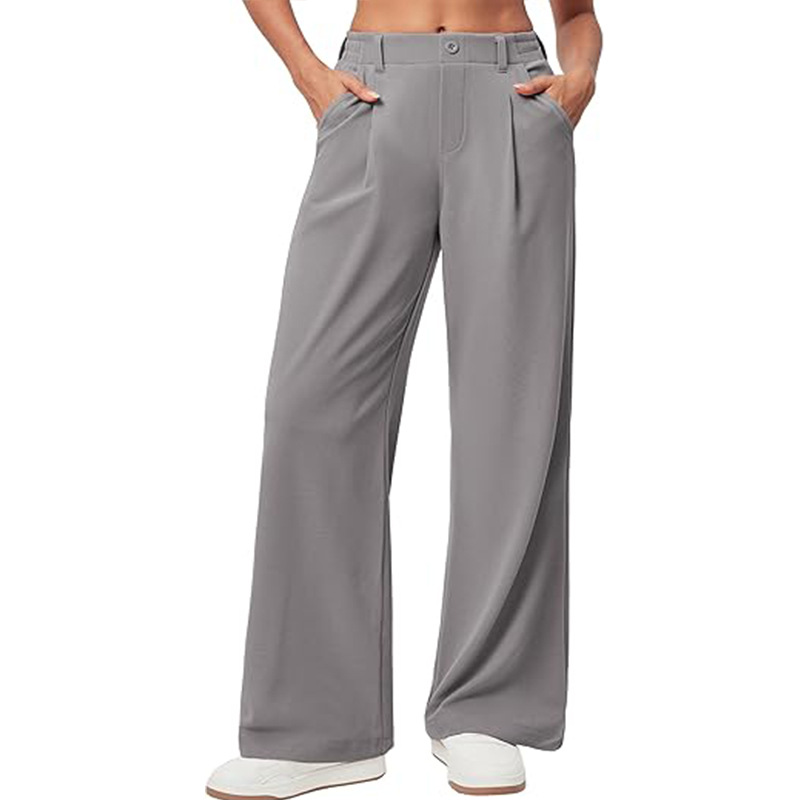 High-Waist Wide-Leg Drapey Casual Pants for Women