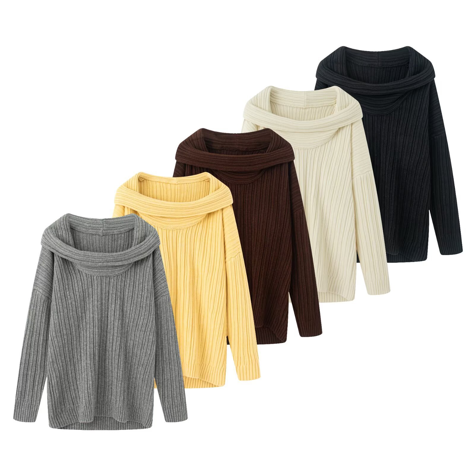 Off-Shoulder Solid Color Loose Fit Top
