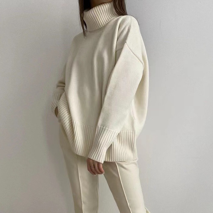 Soft High Turtleneck Solid Pullover Sweater