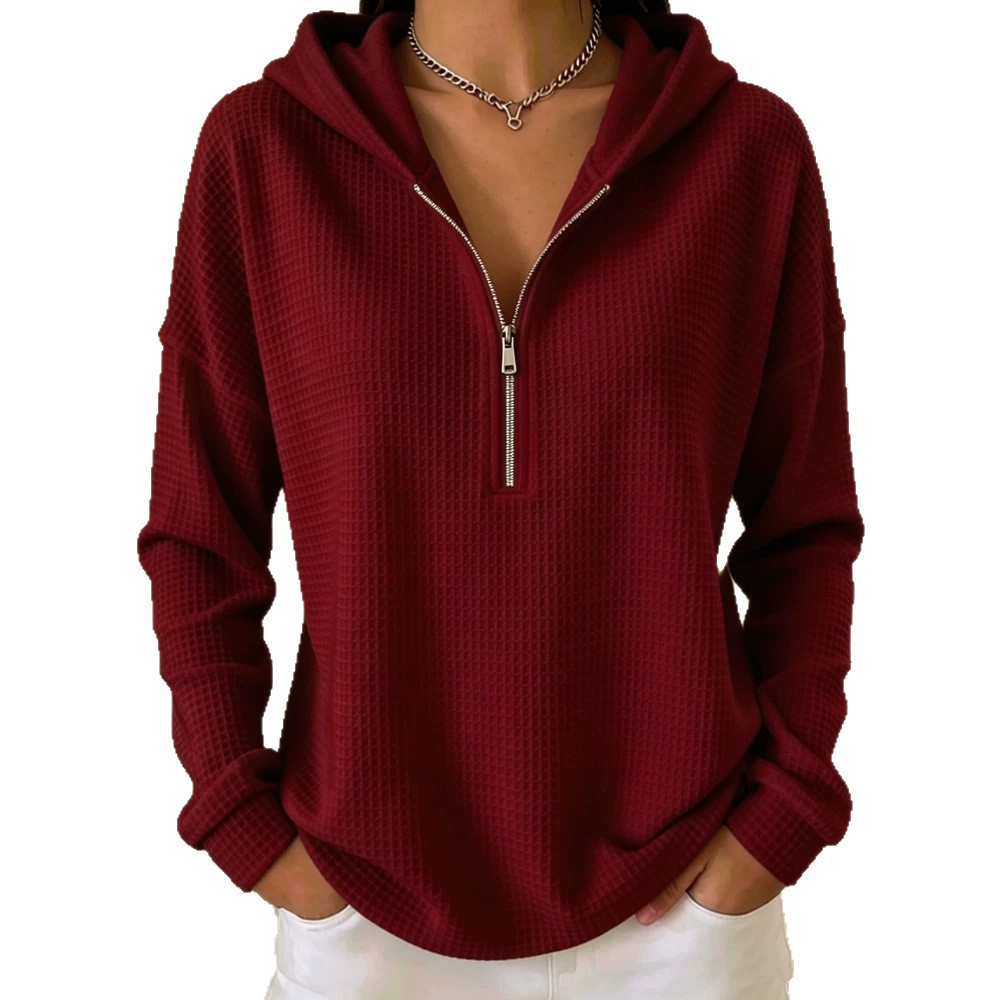 Women's Waffle Knit Zip-Up Hoodie