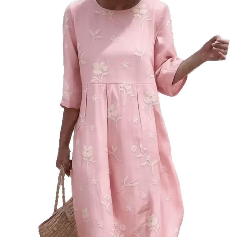 Women's Floral Print Ruched Midi Dress