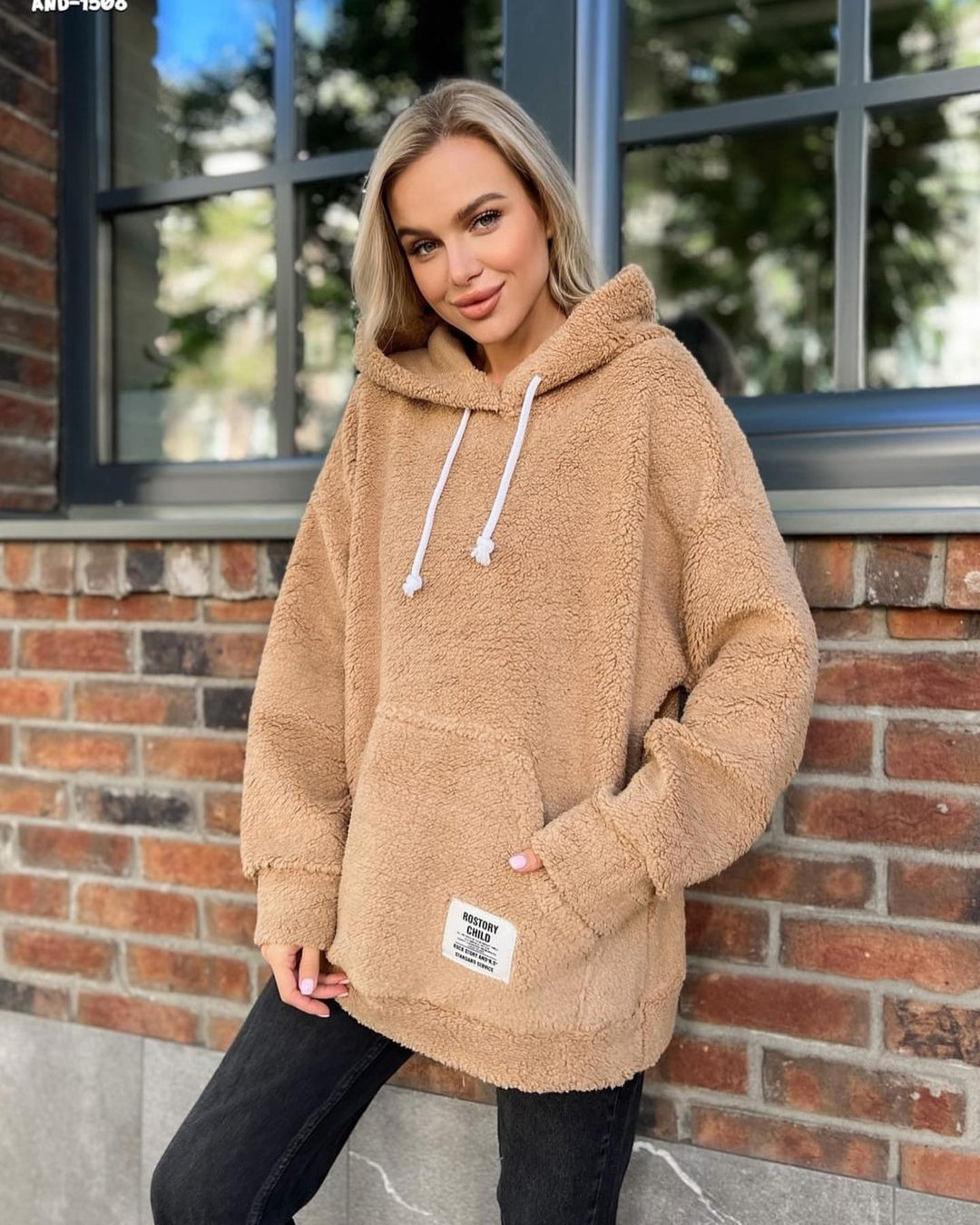 Flannel Fleece Hooded Pullover Sweatshirt