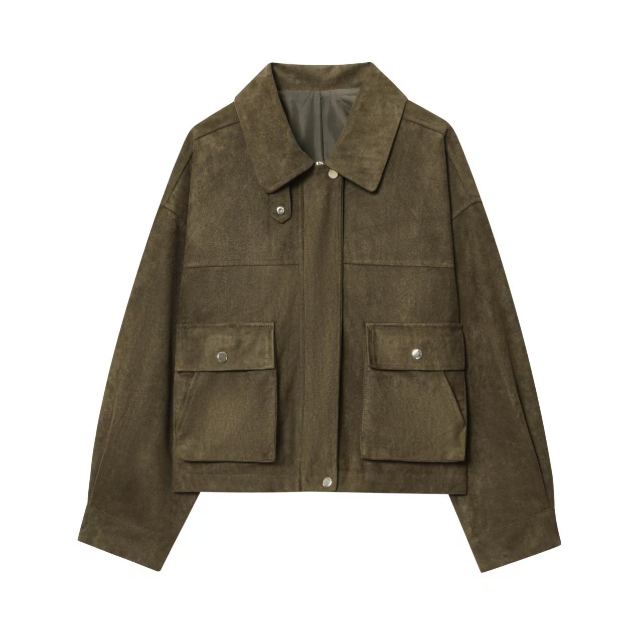 Faux Leather Bomber Jacket for Women