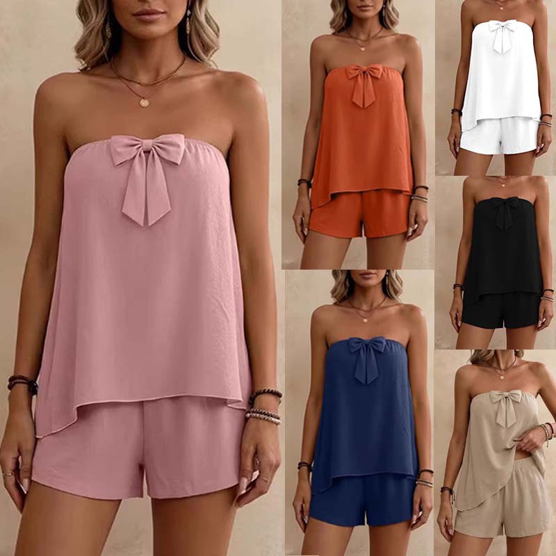 Women's Ruffle Trim Cami and Shorts Two-Piece Set Casual Minimalist