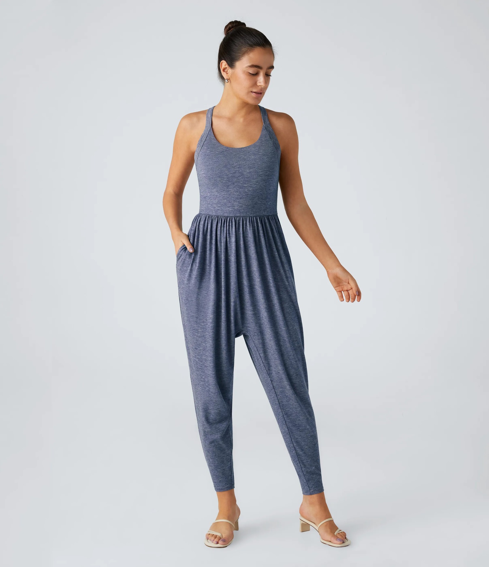 Women's Sleeveless Lace-Up Bodycon Jumpsuit with Butt-Lifting Fit