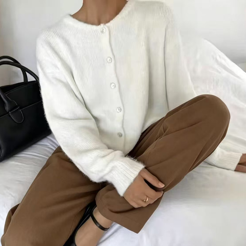 Soft Knit Cardigan with Vintage Shell Buttons