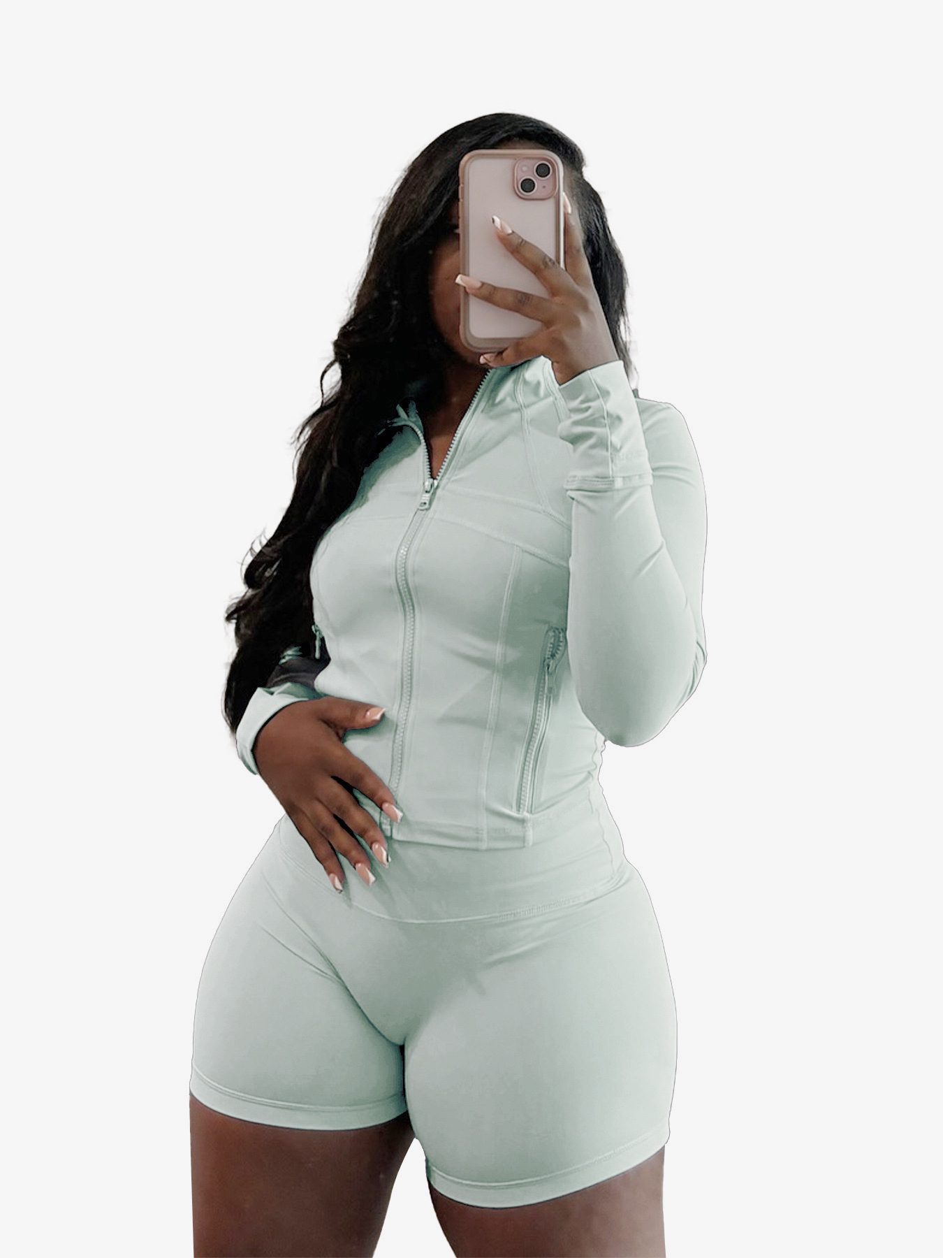 Women's Sexy Bodycon Long Sleeve & Shorts Two-Piece Set