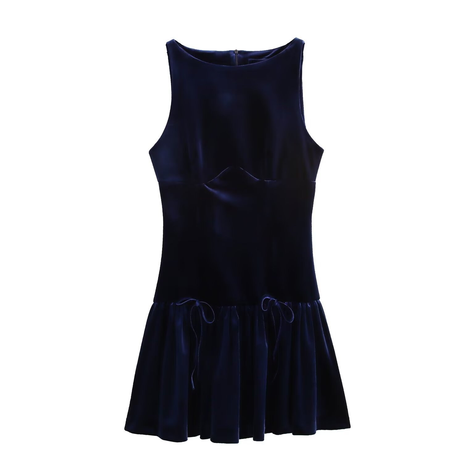 Women's Elegant Bow-Accent Mini Dress with Pleated A-Line Silhouette