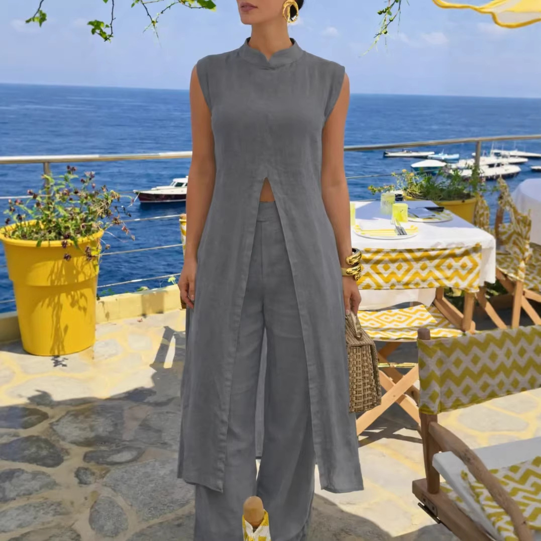 Women's Split Long Top and Pants Set
