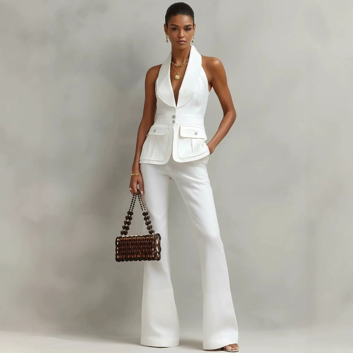 Women's Sleeveless High-Waist Minimalist Two-Piece Set