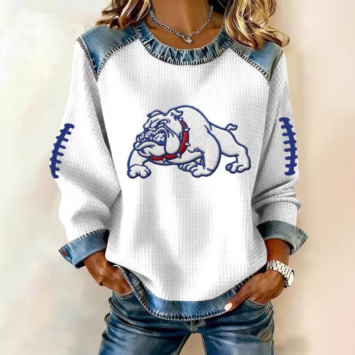 Women's Striped Paw Print Tribal Graphic Crewneck Sweatshirt