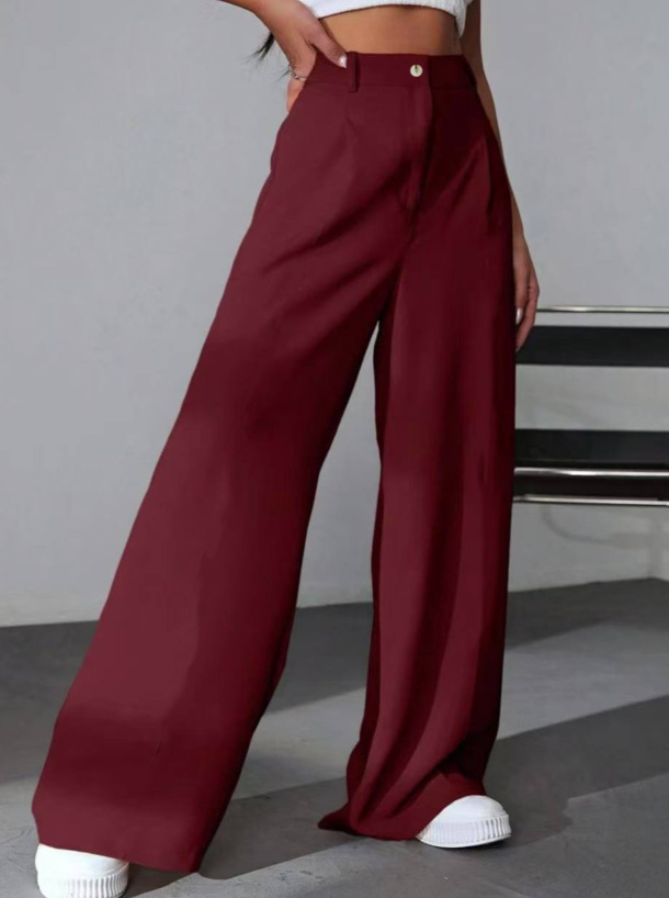 Women's Solid Straight-Leg High-Waist Suit Pants